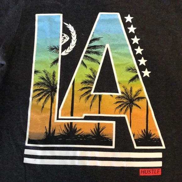 LA Hustle graphic tee by Hustle Avenue, size Medium, dark charcoal gray, unisex - Picture 1 of 3